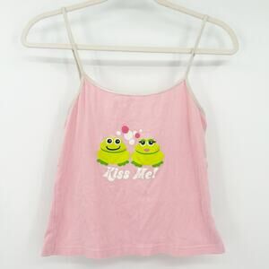 Anchor Blue Bikini Eye Kandy Women Kidcore Y2K Frog Kiss Me Crop Cami Top Size M